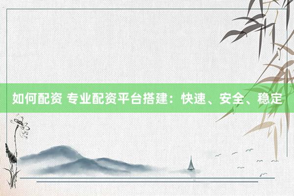 如何配資 專業(yè)配資平臺搭建：快速、安全、穩(wěn)定