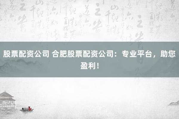 股票配資公司 合肥股票配資公司：專業(yè)平臺，助您盈利！