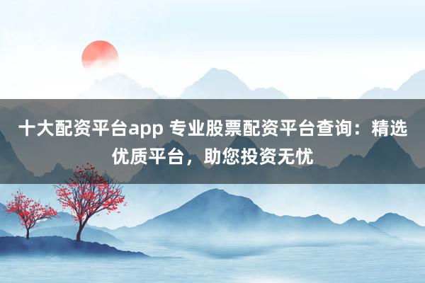 十大配資平臺app 專業(yè)股票配資平臺查詢：精選優(yōu)質(zhì)平臺，助您投資無憂