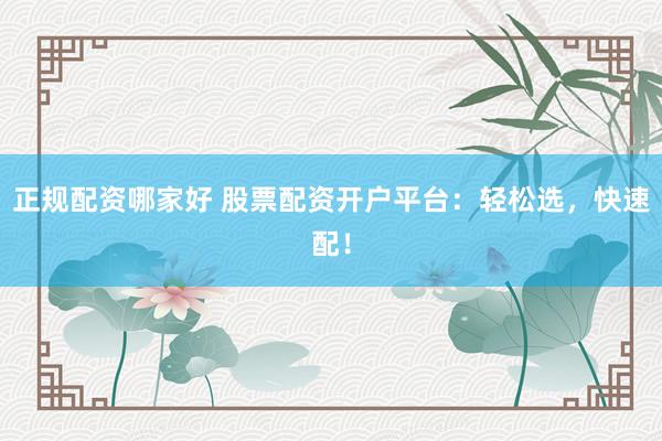 正規(guī)配資哪家好 股票配資開戶平臺：輕松選，快速配！
