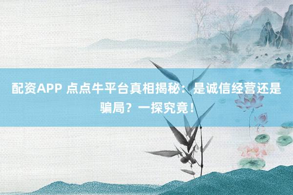 配資APP 點(diǎn)點(diǎn)牛平臺(tái)真相揭秘：是誠(chéng)信經(jīng)營(yíng)還是騙局？一探究竟！