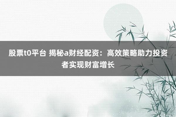 股票t0平臺 揭秘a財經配資：高效策略助力投資者實現(xiàn)財富增長